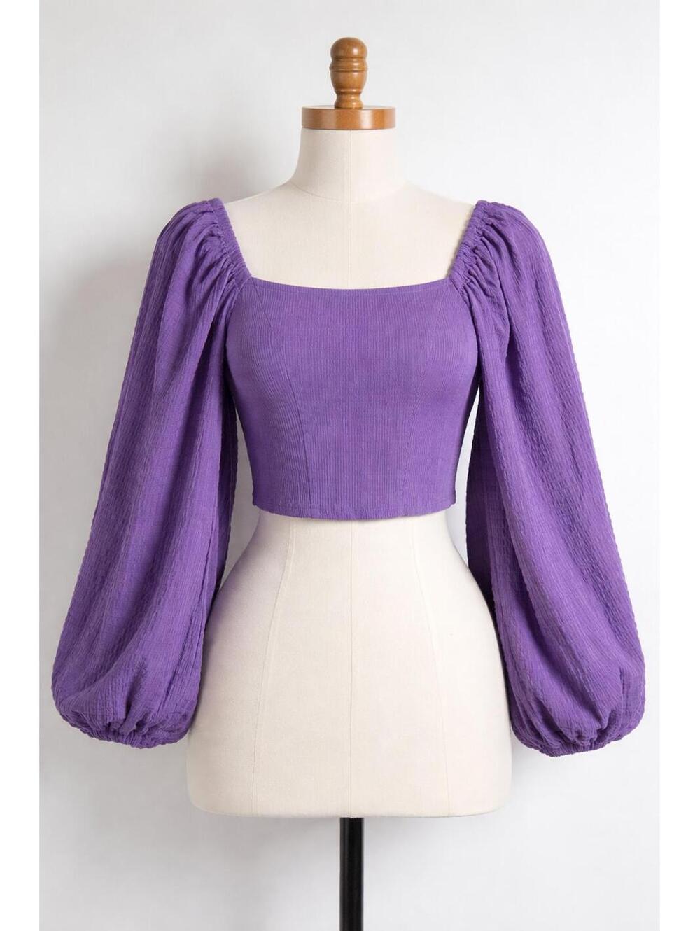 💜 Urban Outfitters Purple Cropped Puff Sleeve Top 💜